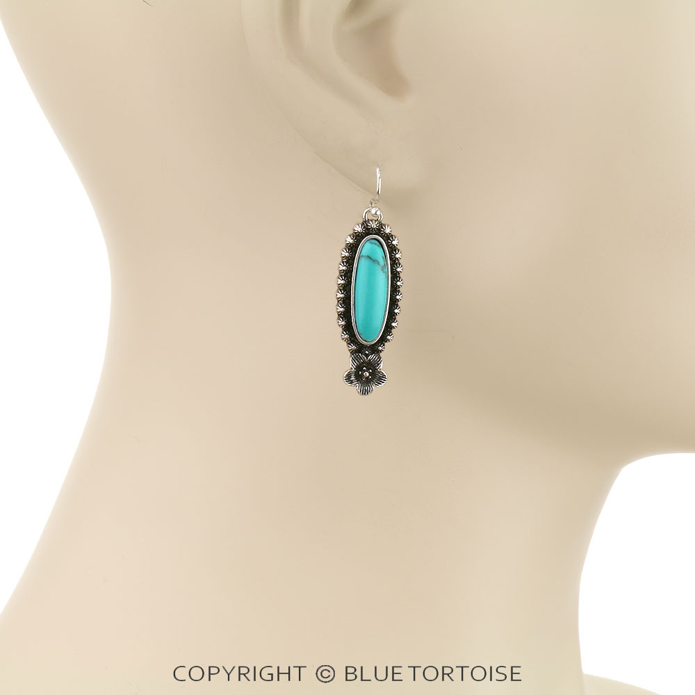 Western Hand Stone w/ Ball TXR Dangle Earrings - Image 2