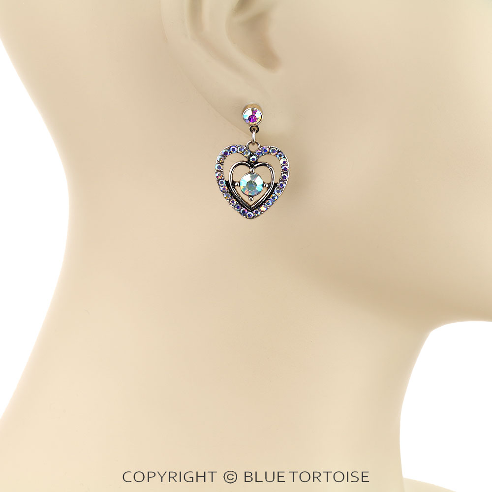 Western Heart Rhinestone Stud Earrings - Image 2