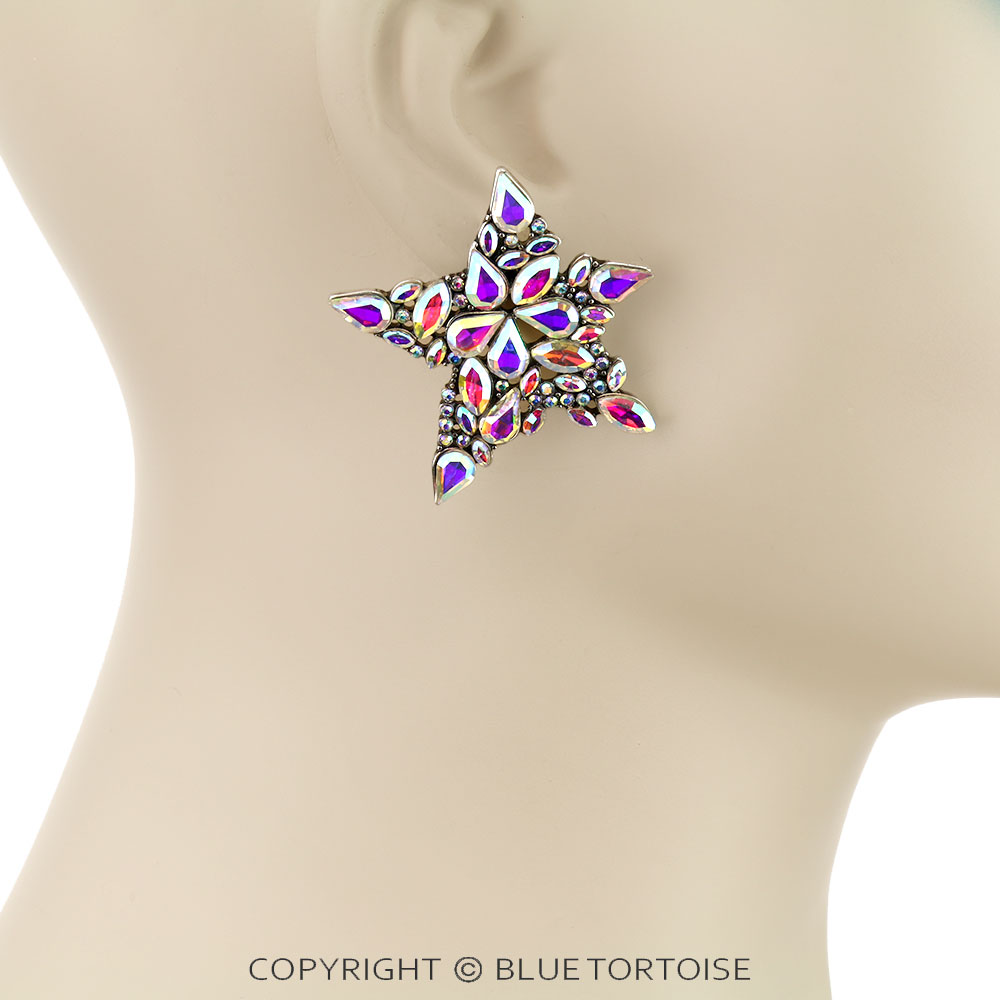 Western Star Rhinestone Stud Earrings - Image 2