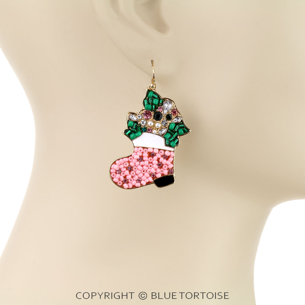 Christmas Stocking Dangle Earrings - Image 2