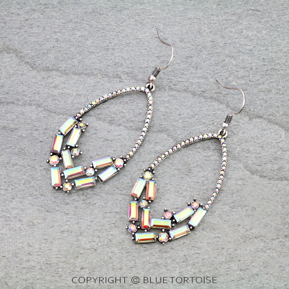 Western Teardrop Rhinestone Dangle Earrings