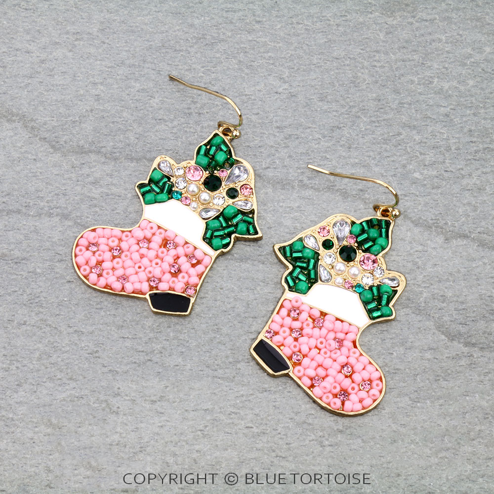Christmas Stocking Dangle Earrings