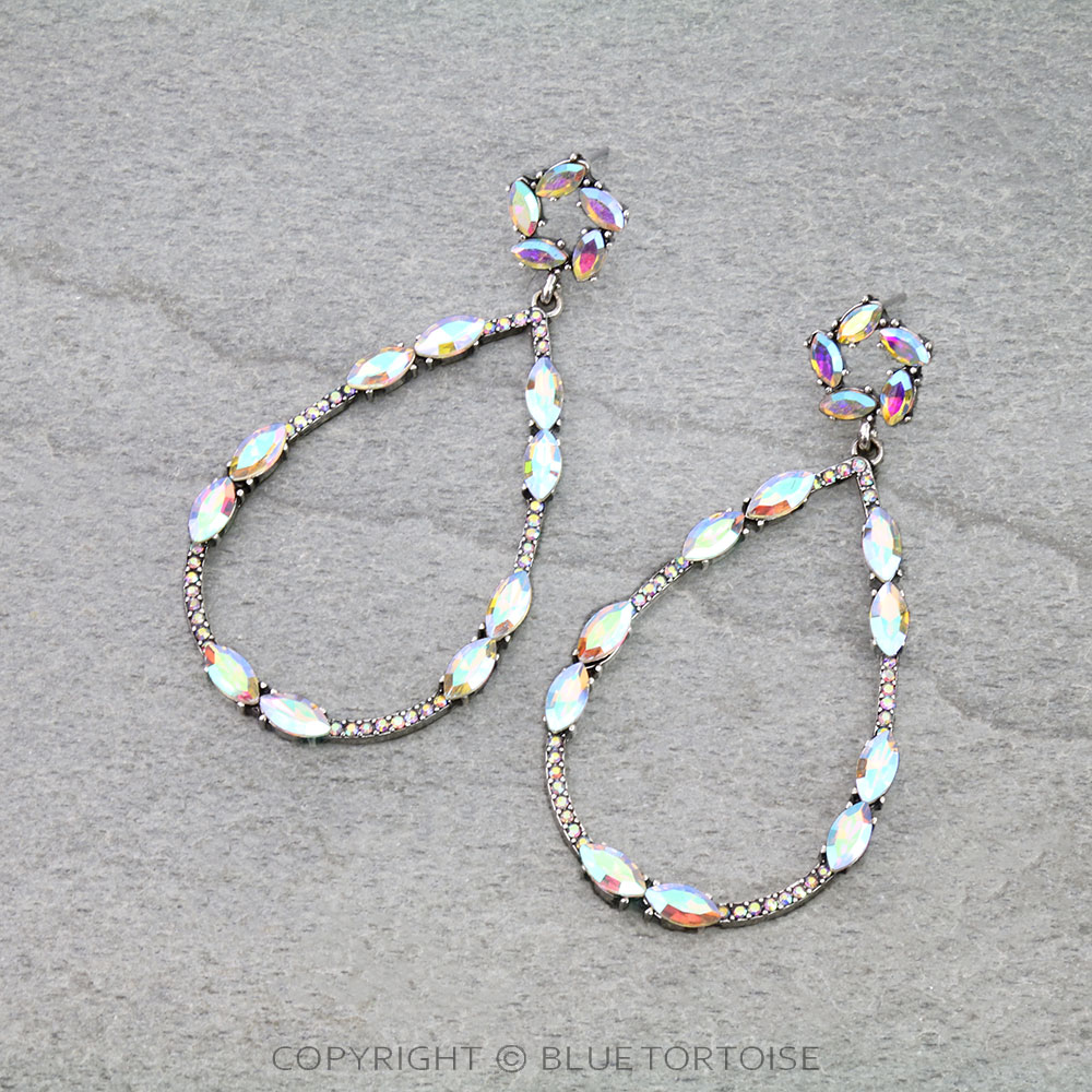 Western Teardrop Rhinestone Stud Earrings