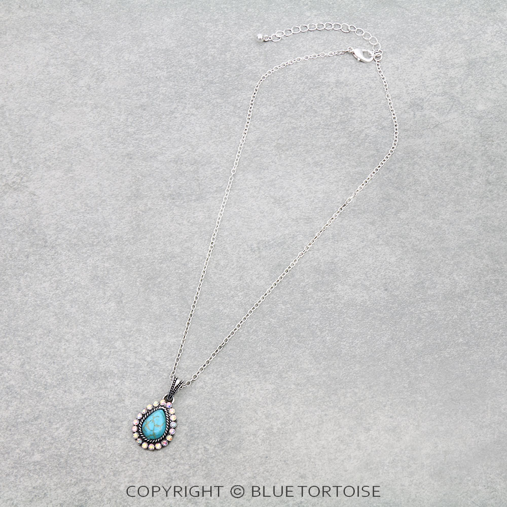 Western Teardrop Stone Necklace