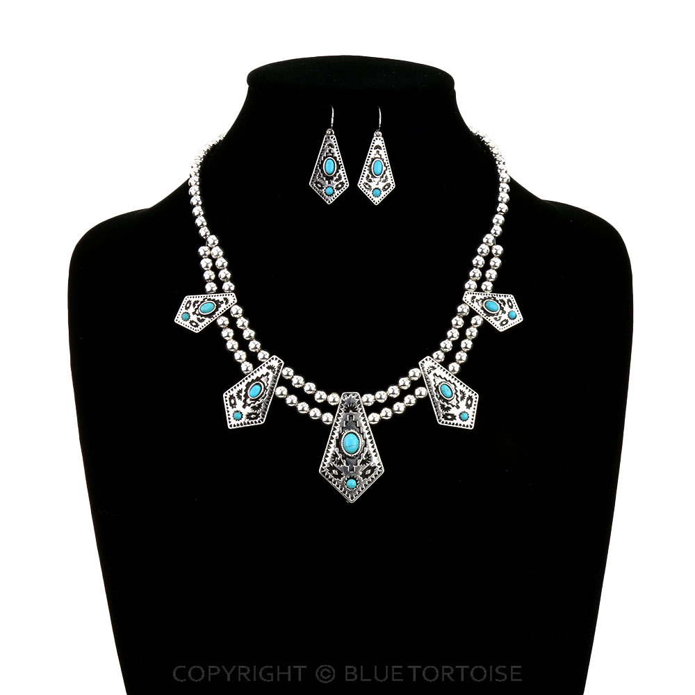 Western Aztec Statement Necklace Set - Image 2