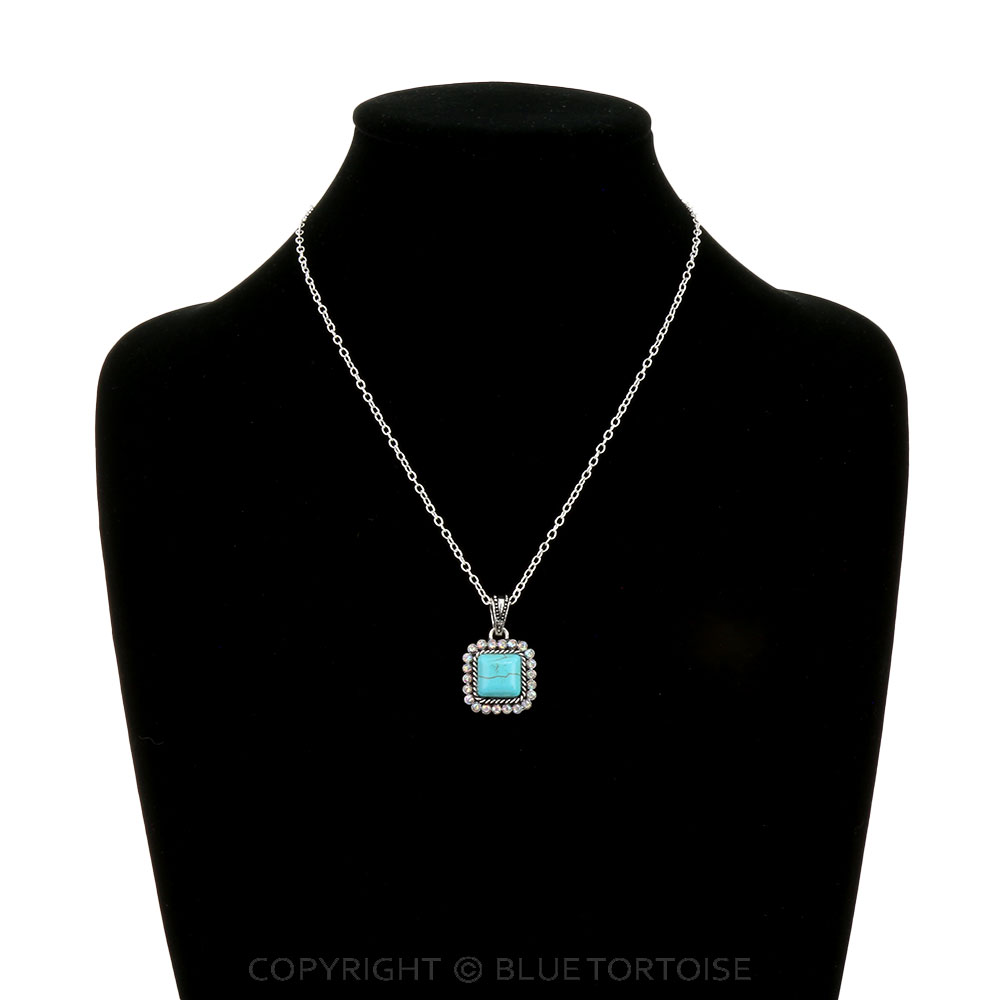 Western Square Stone Necklace - Image 2