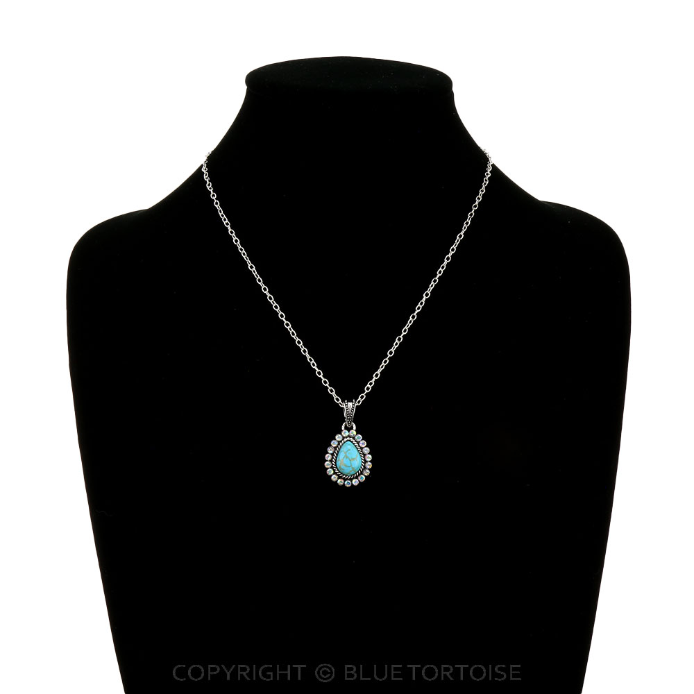 Western Teardrop Stone Necklace - Image 2