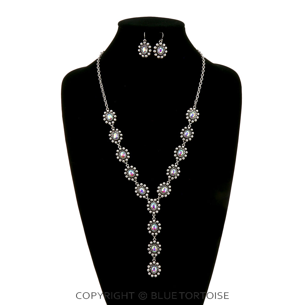 Western Concho Stone Y Necklace Set - Image 2
