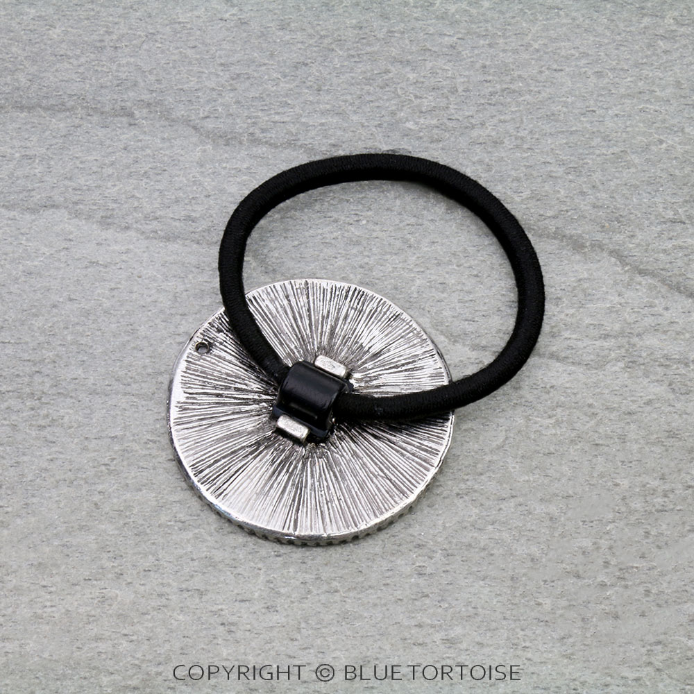 Western Tooled Leather Sunflower Hair Tie - Image 2