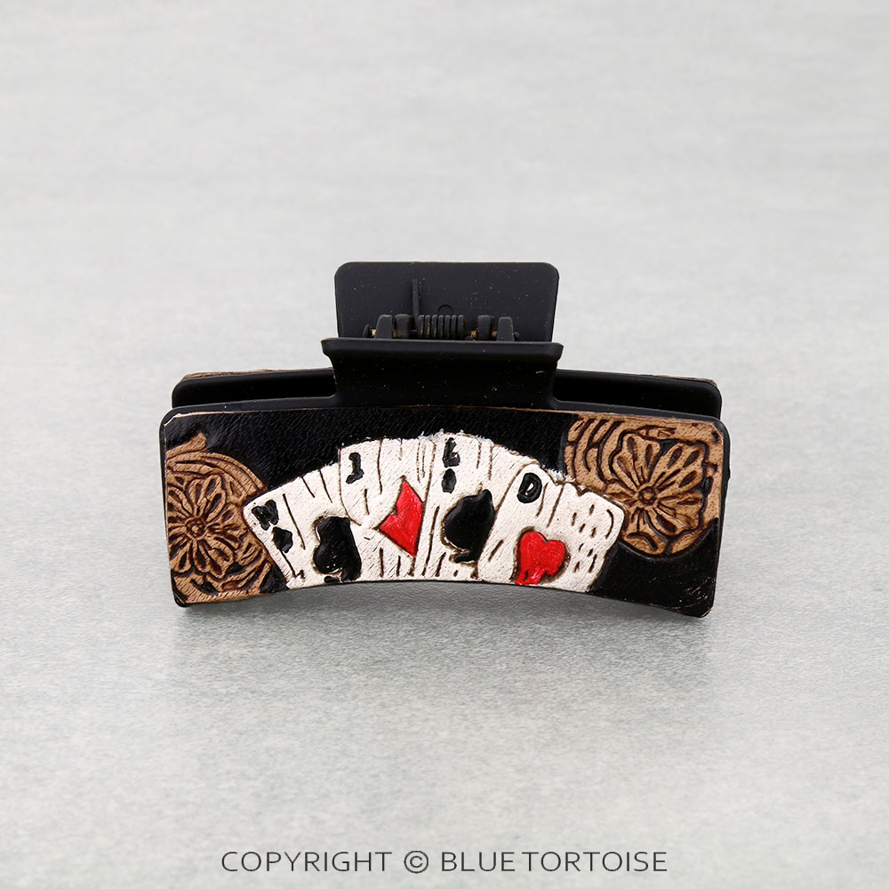 Genuine Leather Hair Claw Clip - 4 Aces - Image 2