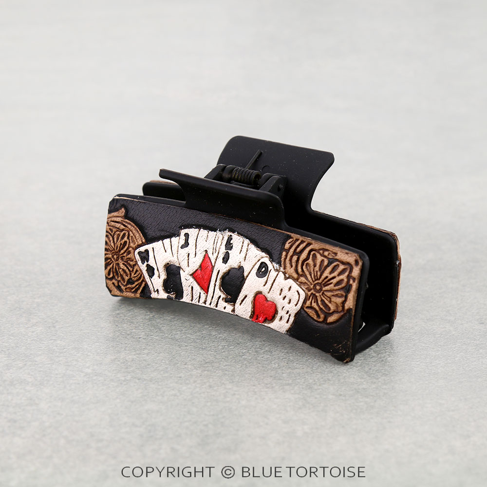Genuine Leather Hair Claw Clip - 4 Aces