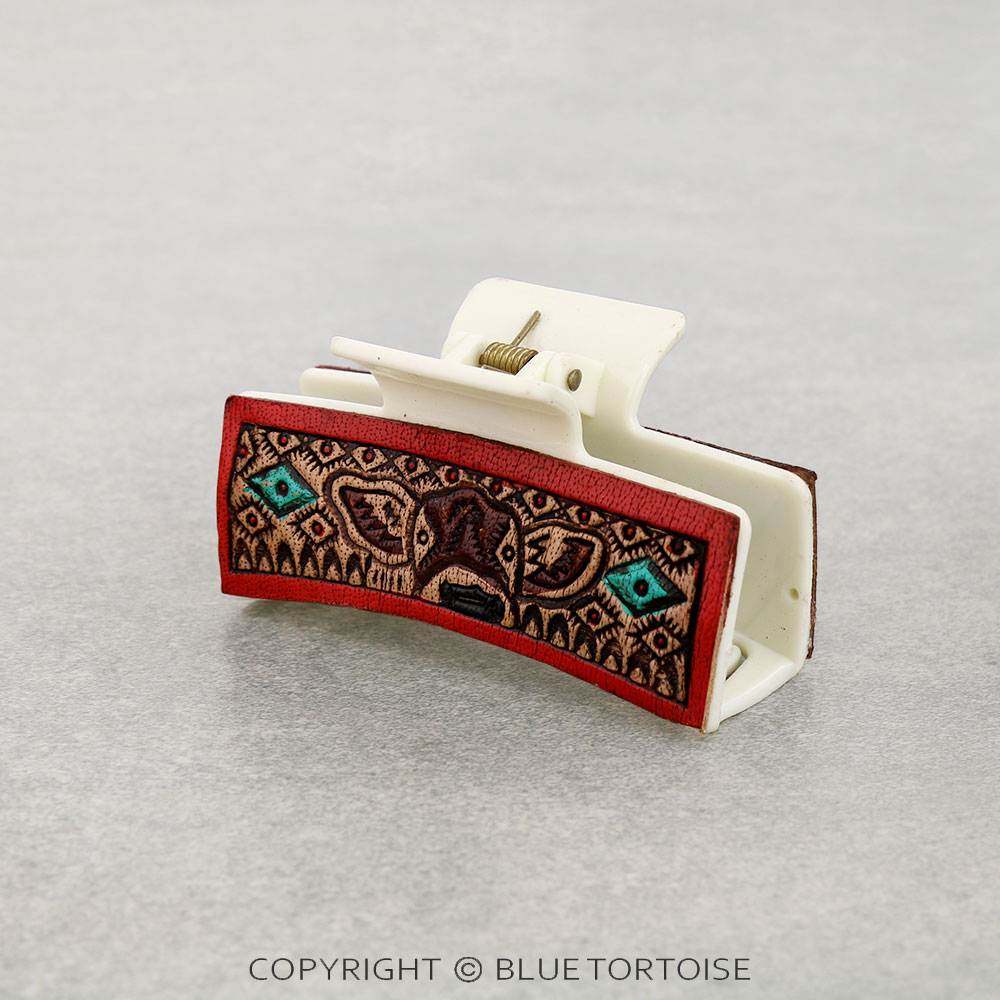 Genuine Leather Hair Claw Clip - Cow