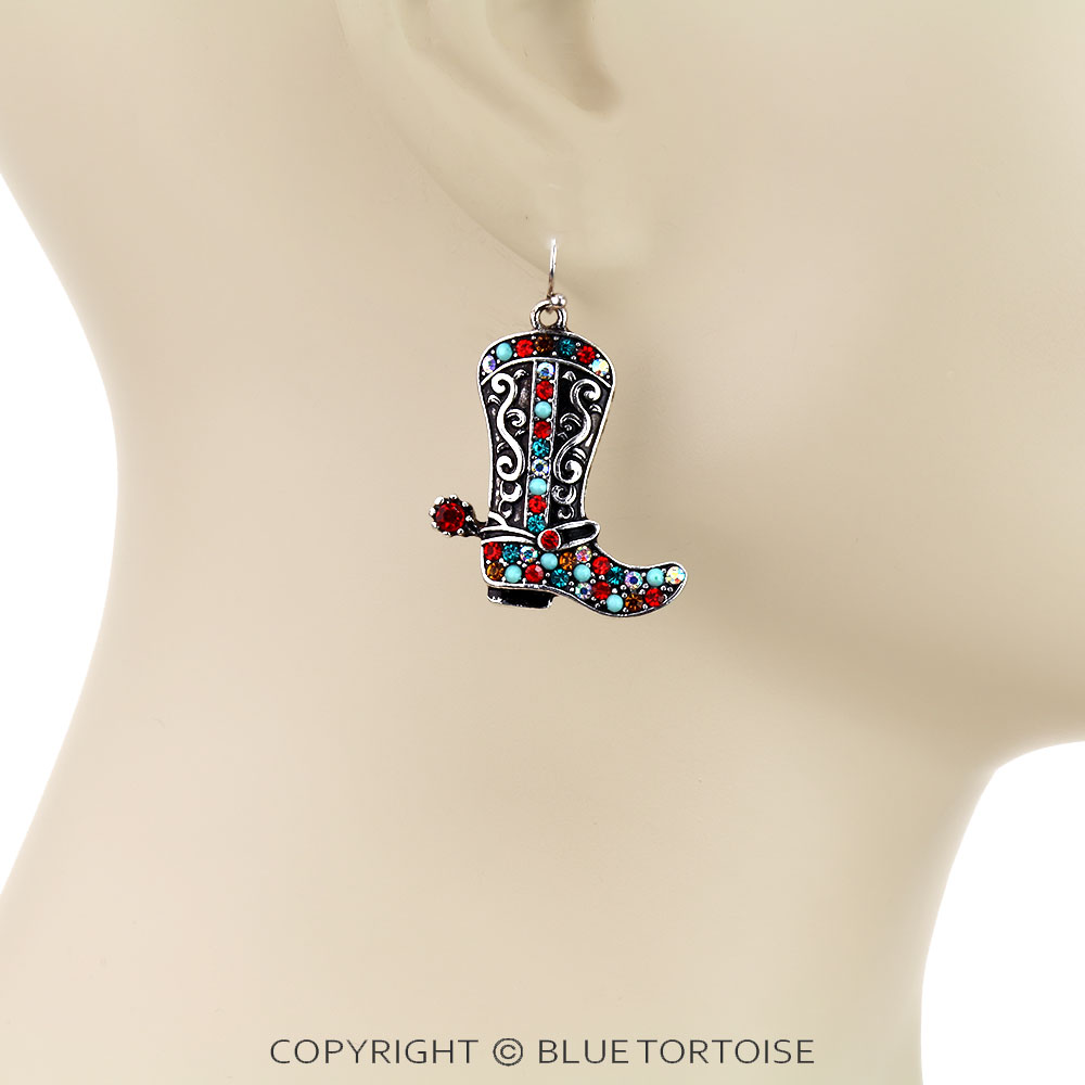 Western Cowboy Boot Dangle Earrings - Image 2