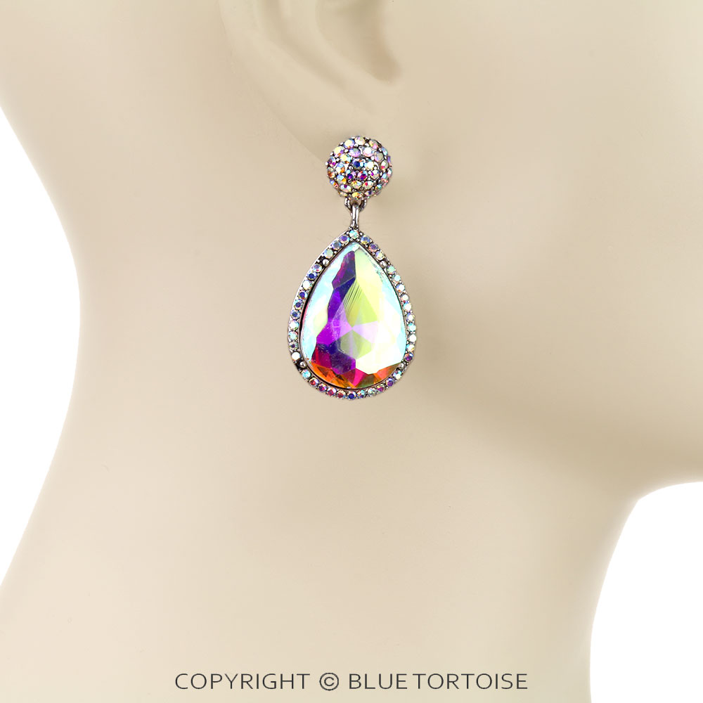 Western Teardrop Rhinestone Stud Earrings - Image 2