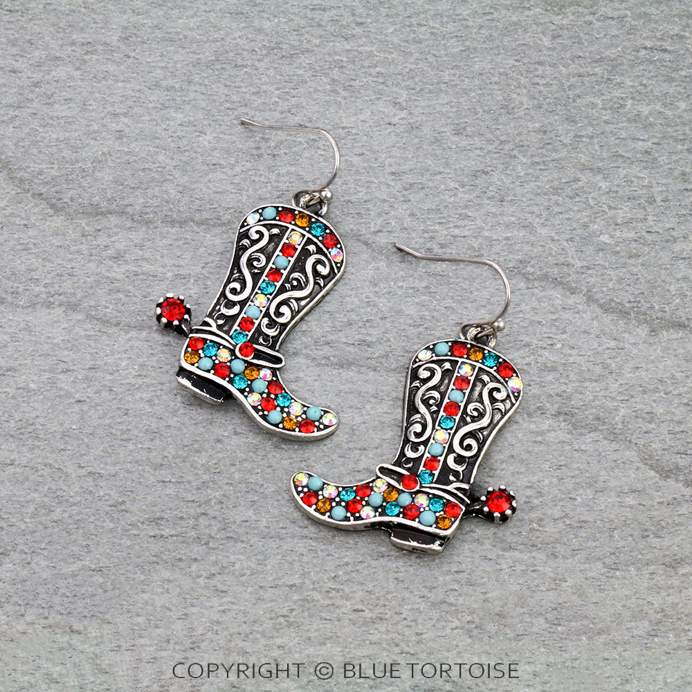 Western Cowboy Boot Dangle Earrings