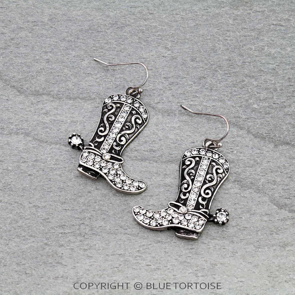 Western Cowboy Boot Dangle Earrings