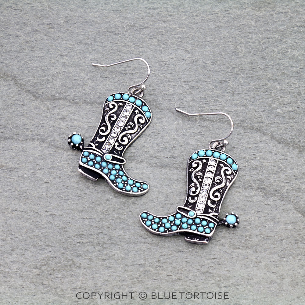 Western Cowboy Boot Dangle Earrings