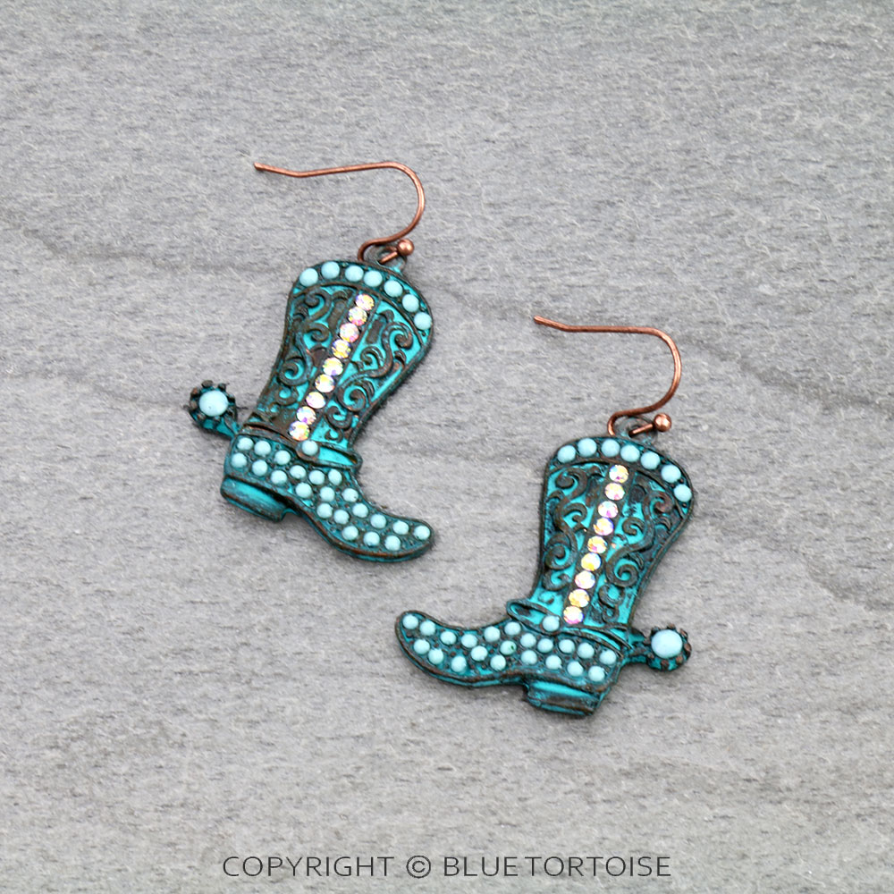 Western Cowboy Boot Dangle Earrings