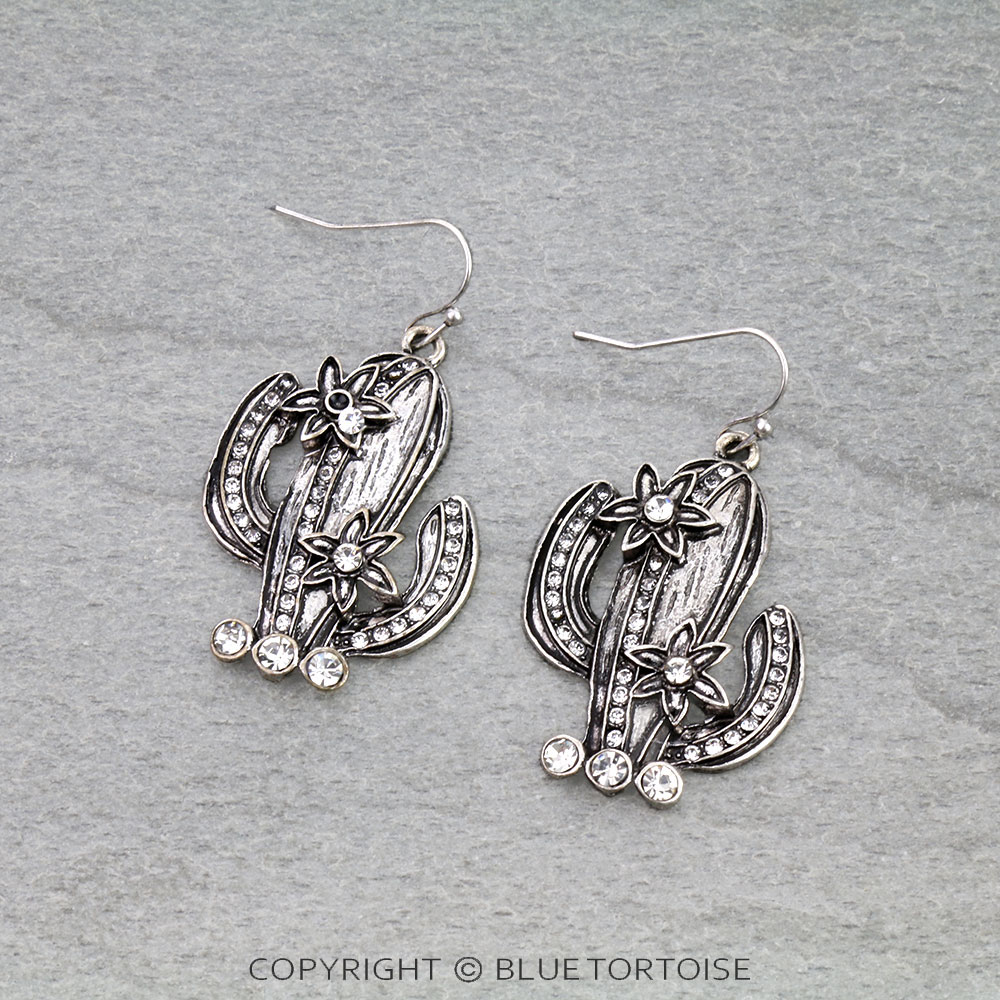 Western Cactus Stone Dangle Earrings