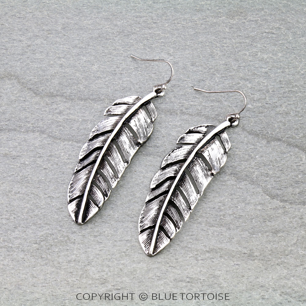 Western Feather Dangle Earrings