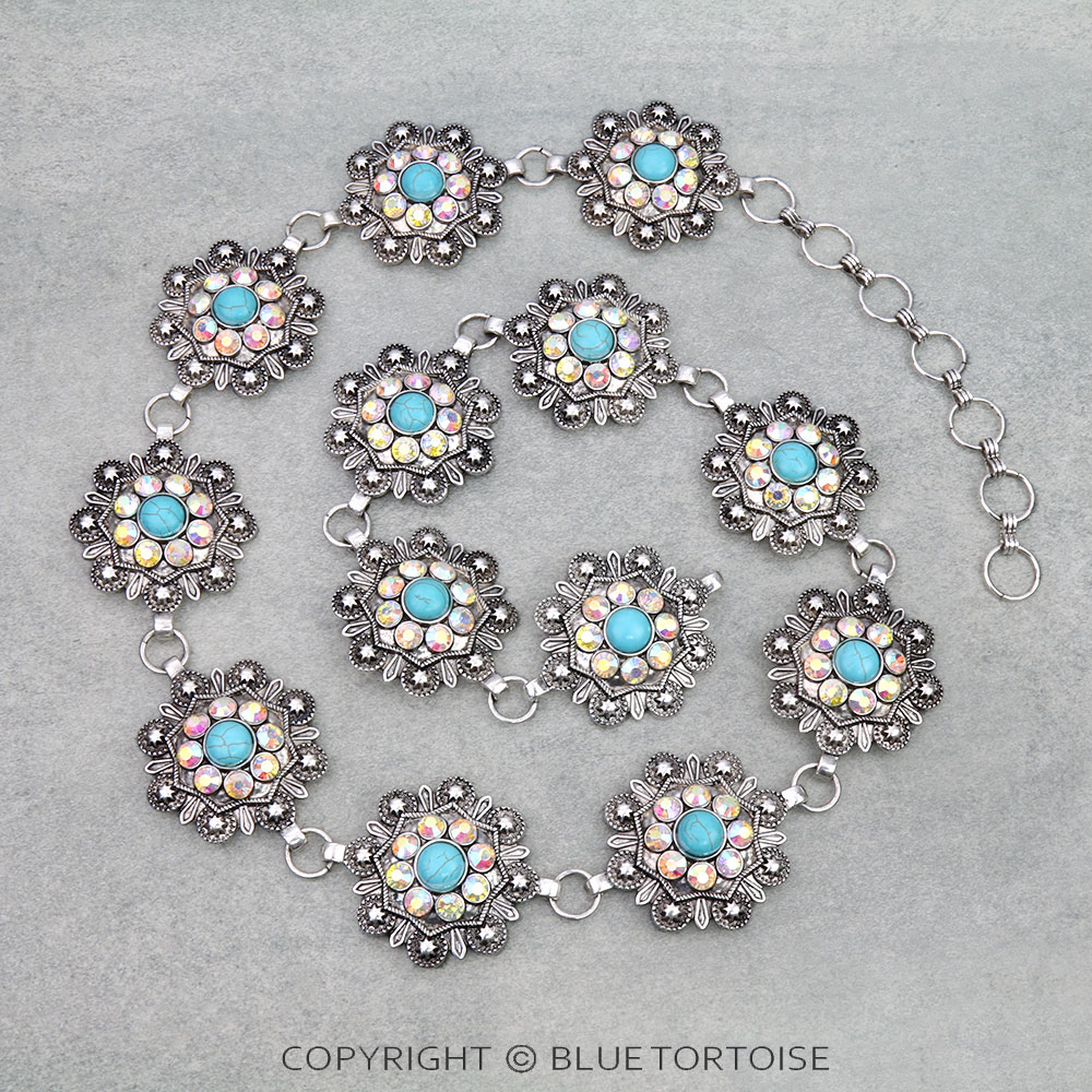 Western Concho Flower Stone Belt