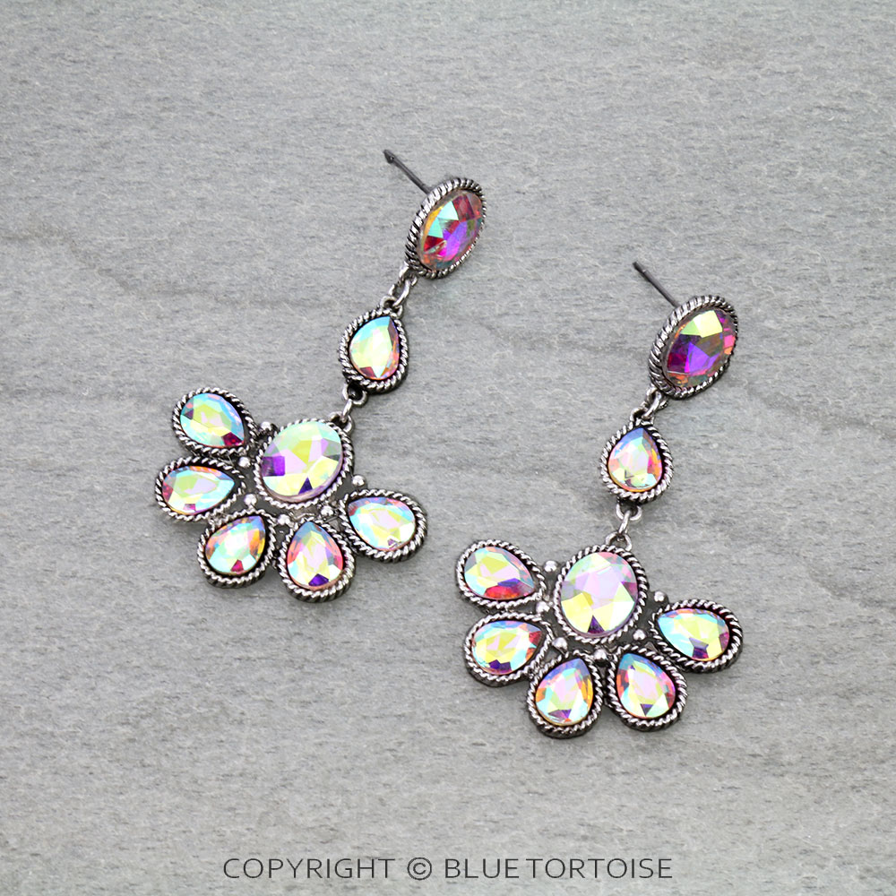 Western Concho Stone Stud Earrings