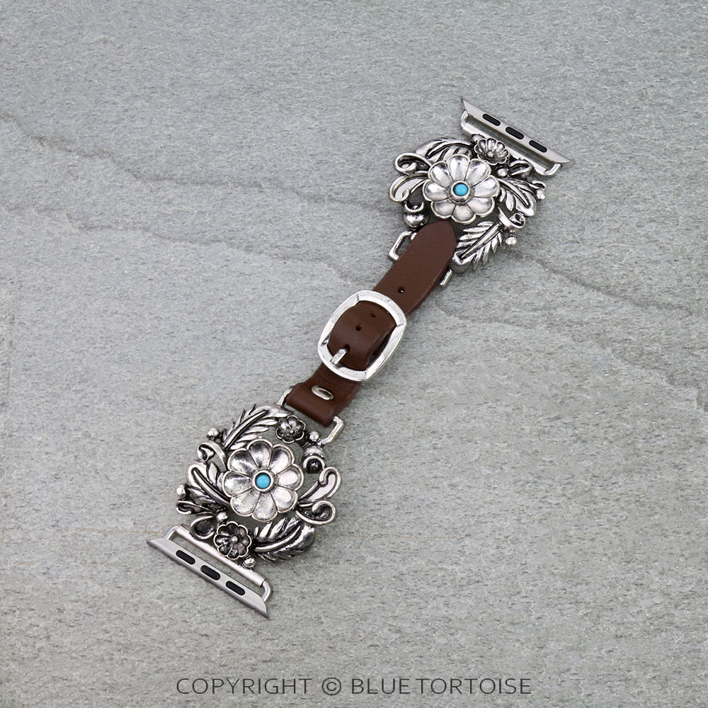 Western Flower Leather Apple Watch Band