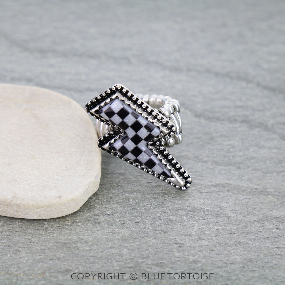 Checker Pattern Thunder Stretch Ring