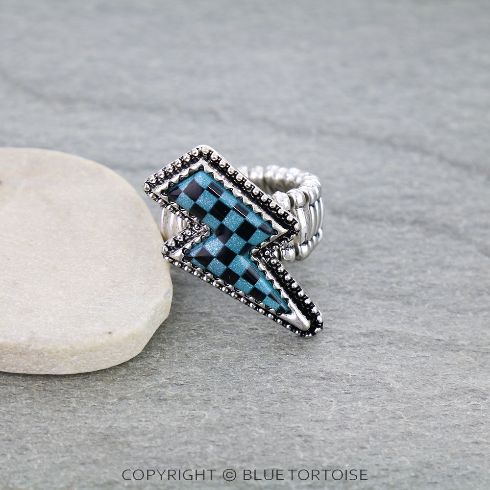 Checker Pattern Thunder Stretch Ring