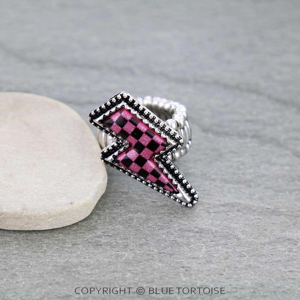 Checker Pattern Thunder Stretch Ring