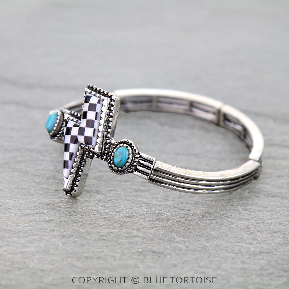 Checker Pattern Thunder Stretch Bracelet - Image 2
