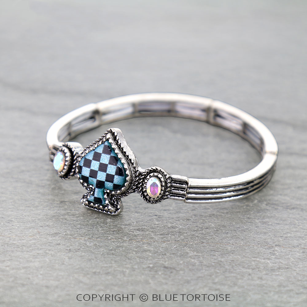 Checker Pattern Spade Stretch Bracelet - Image 2
