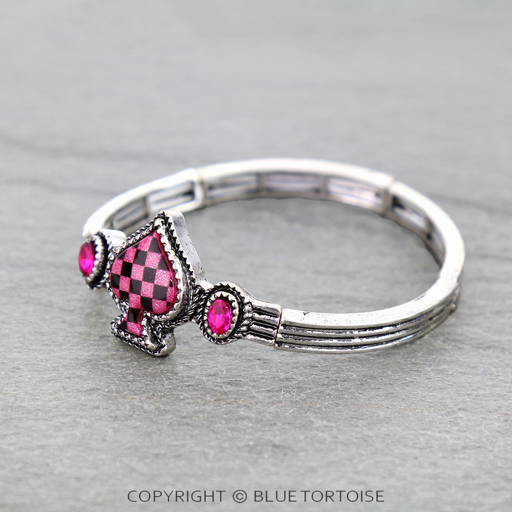 Checker Pattern Spade Stretch Bracelet - Image 2