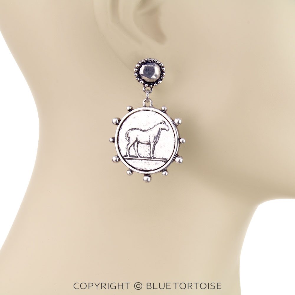 Western Horse Coin Stud Earrings - Image 2