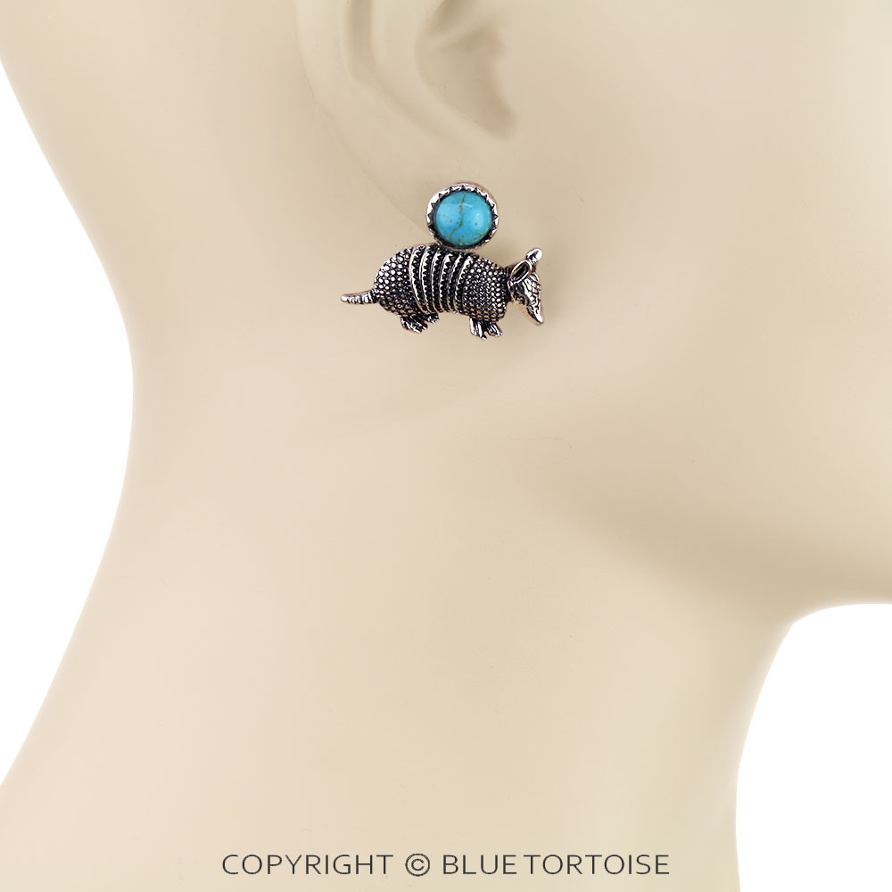 Western Armadillo Stone Stud Earrings - Image 2