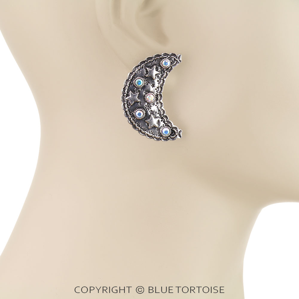 Western Moon Stone Stud Earrings - Image 2