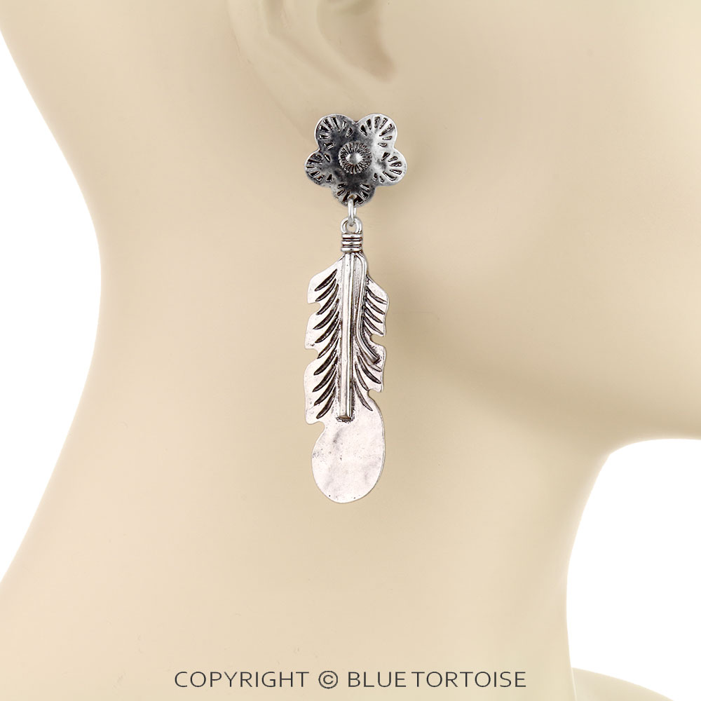 Western Feather Stud Earrings - Image 2