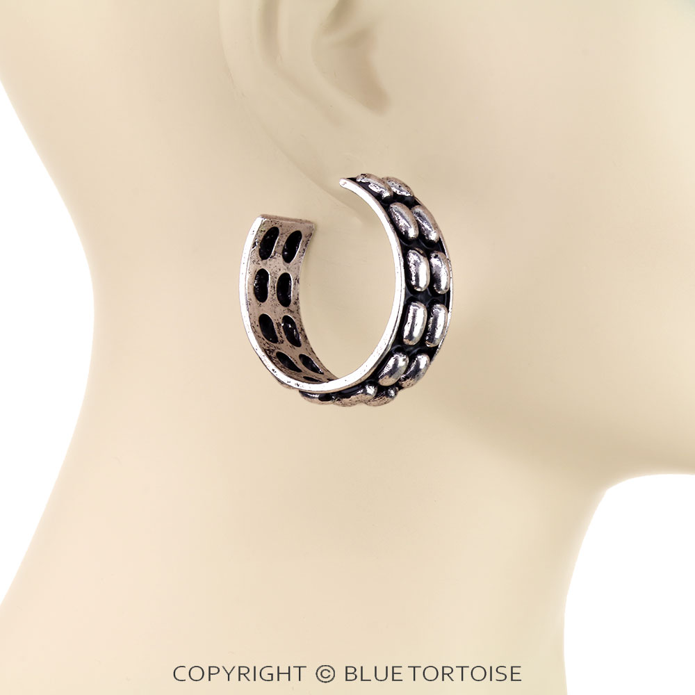 Western Metal Bubble Hoop Earrings - Image 2