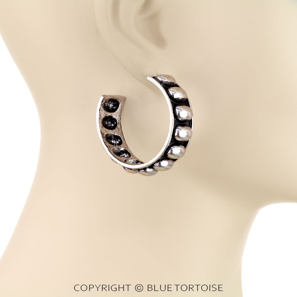 Western Metal Bubble Hoop Earrings - Image 2
