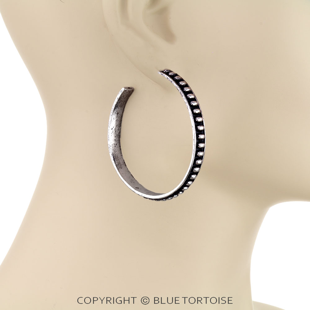 Western Metal Bubble Hoop Earrings - Image 2