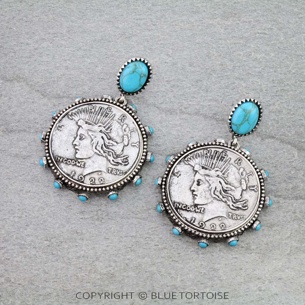 Western Liberty Coin Stud Earrings