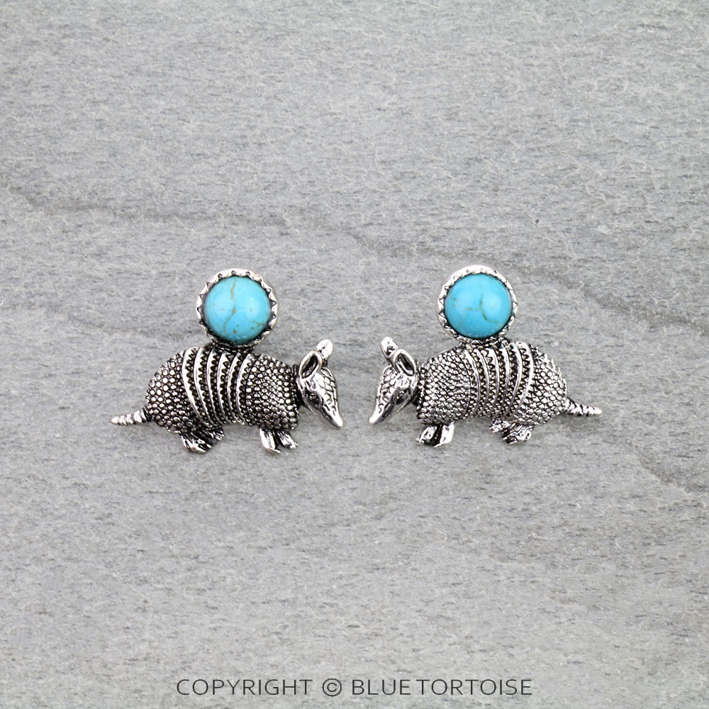 Western Armadillo Stone Stud Earrings