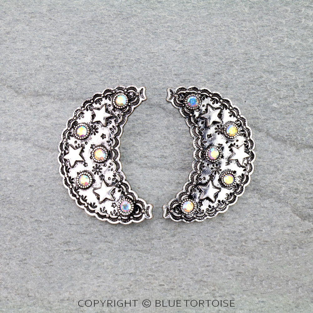Western Moon Stone Stud Earrings - Image 3