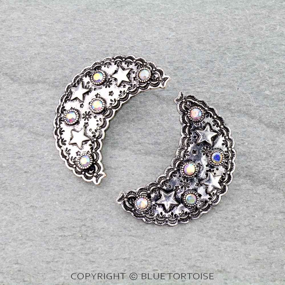 Western Moon Stone Stud Earrings