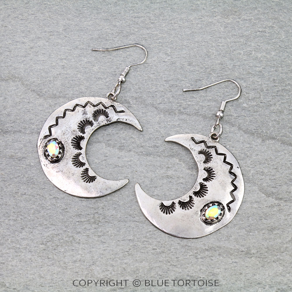 Western Moon Stone Dangle Earrings