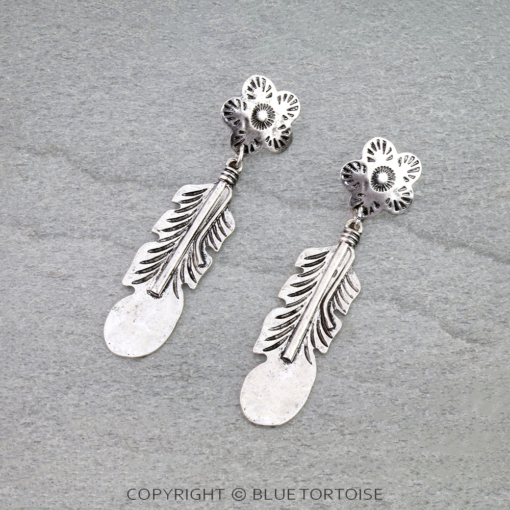 Western Feather Stud Earrings