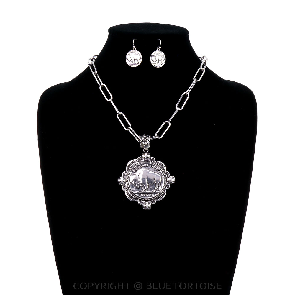 Western Buffalo Coin Necklace Set - Image 2