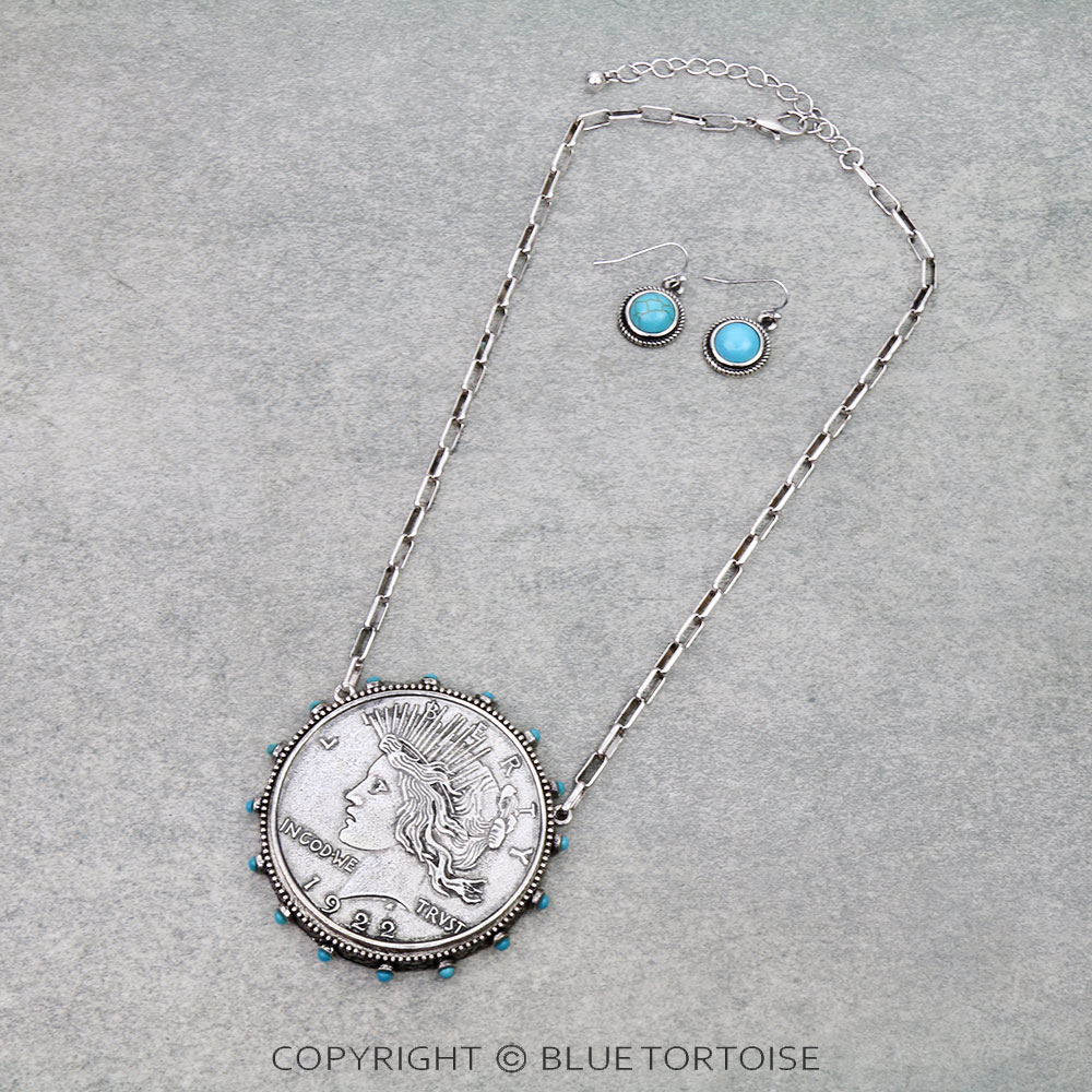 Western Liberty Coin Necklace Set