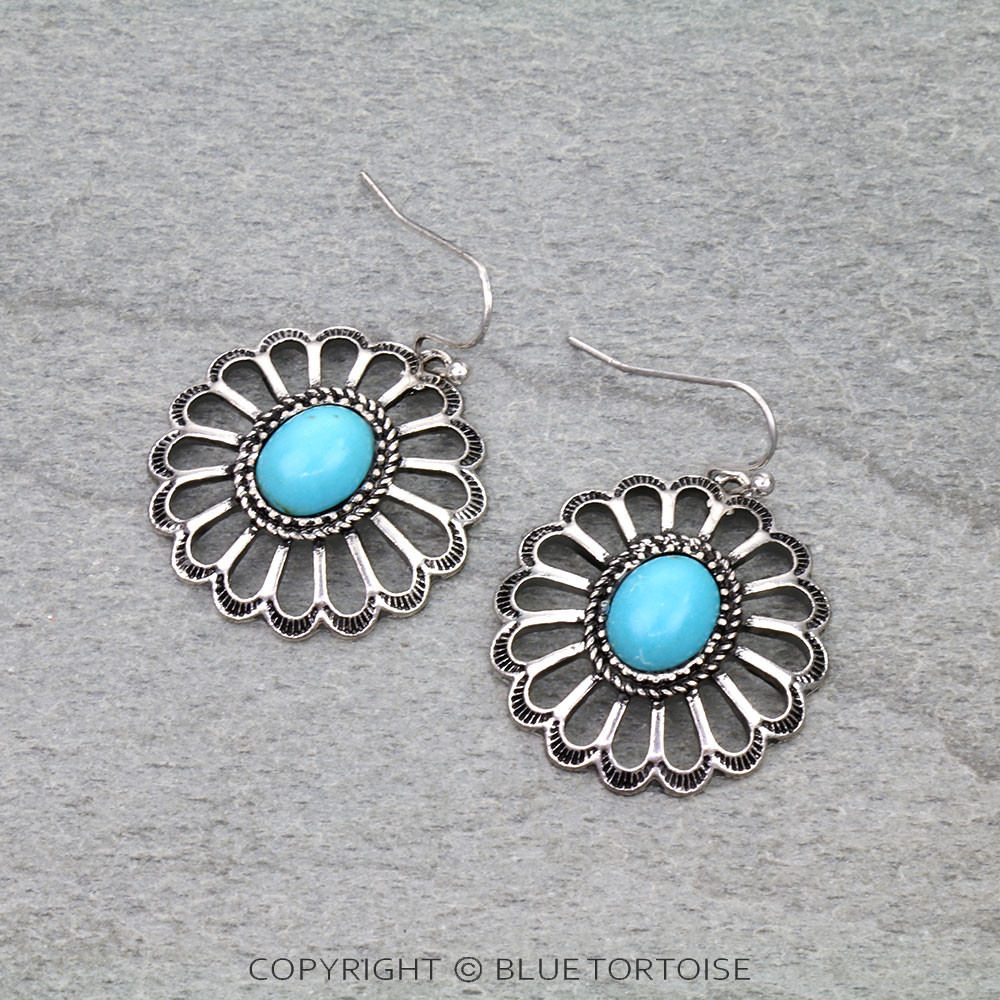 Western Rope TXR Concho Dangle Earrings