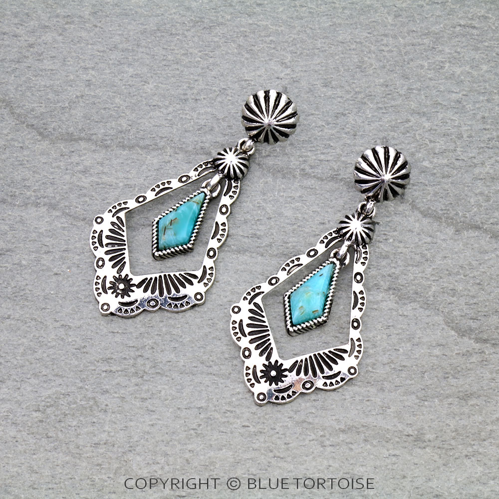 Western Aztec TXR Stone Stud Earrings
